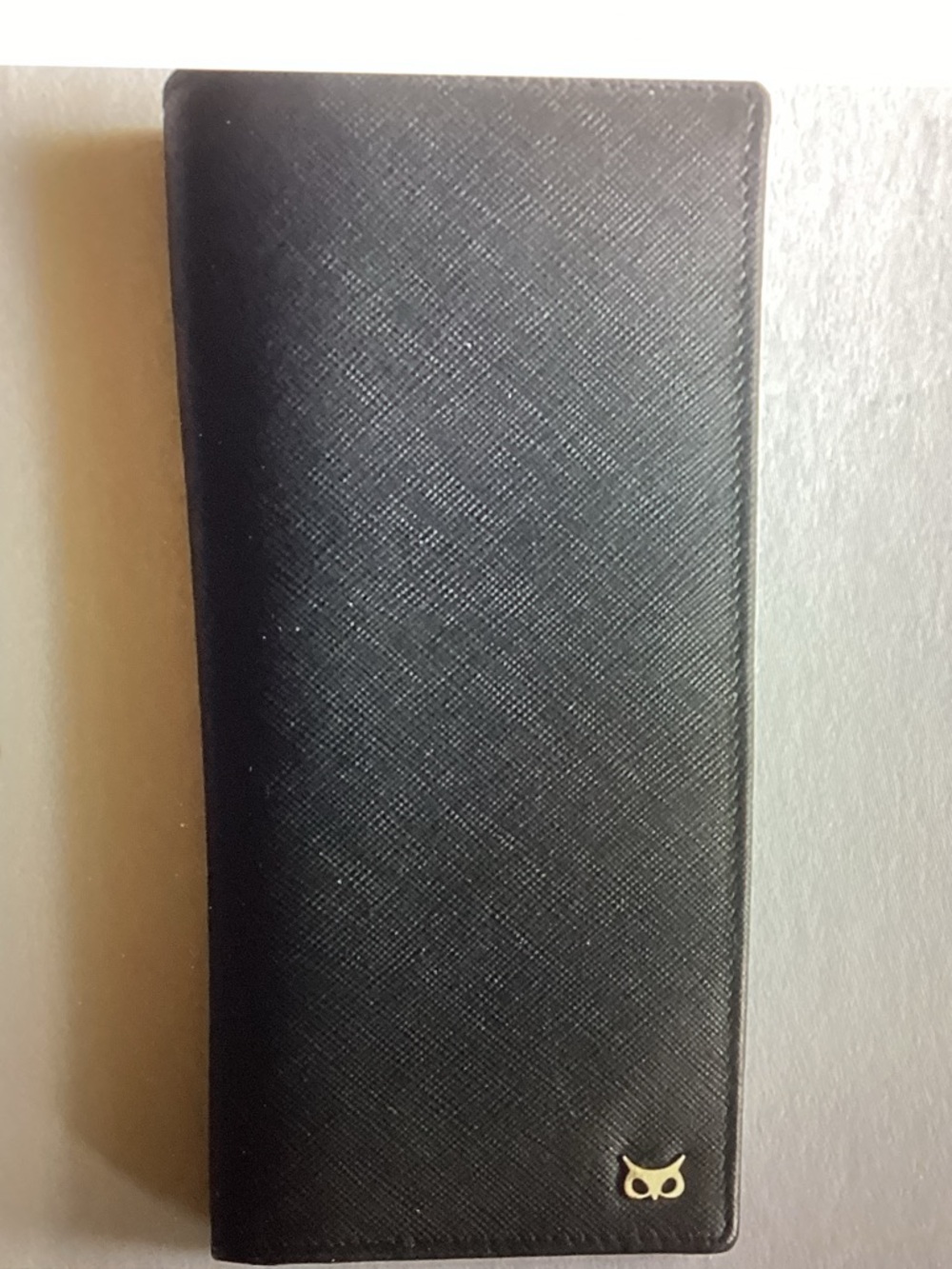 Classic Black Long Wallet with Gold Wise Owl Accent